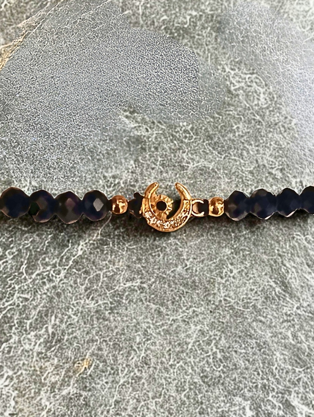 NWT Black Beaded Bracelet with Silver Charm